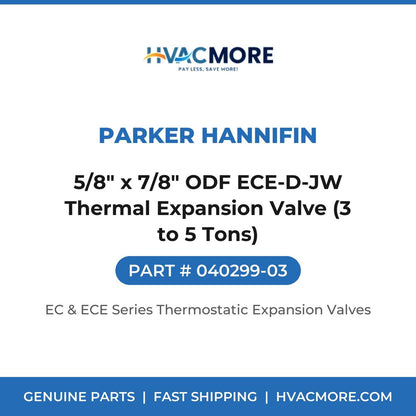 Parker Hannifin 5/8" x 7/8" ODF ECE-D-JW Thermal Expansion Valve (3 to 5 Tons) 040299-03