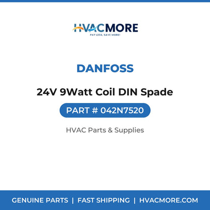 Danfoss 24V 9Watt Coil DIN Spade 042N7520