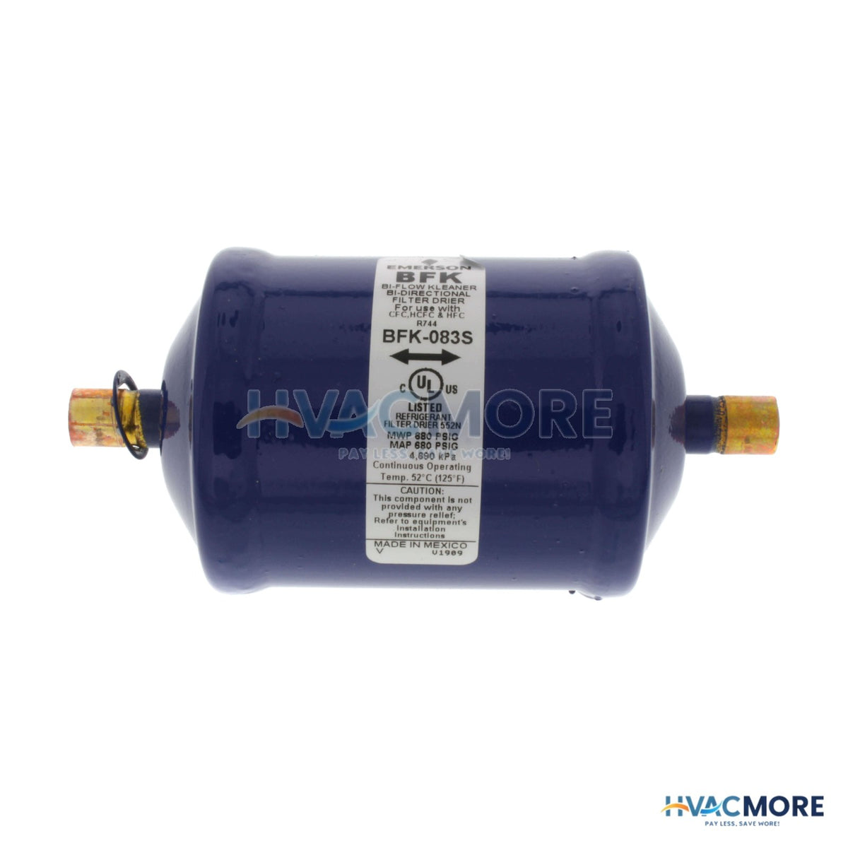 Emerson Flow Controls 3/8" ODF BFK-083S Series Liquid line Bi-Directional Filter Drier (8 Cubic Inches) 043323