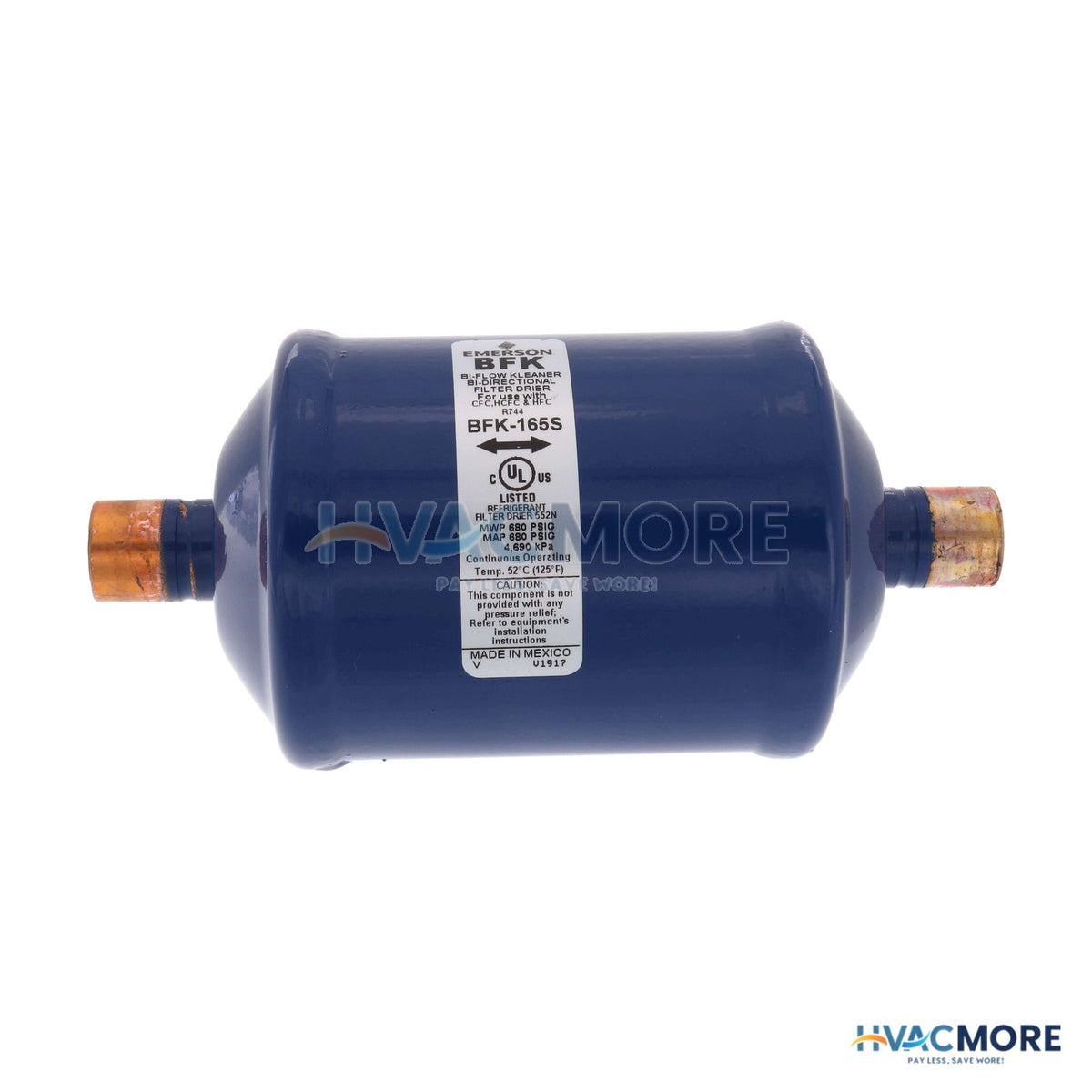 Emerson Flow Controls 5/8" ODF BFK-Series Liquid Line Bi-Directional Filter Drier (16 Cubic Inches) 043734