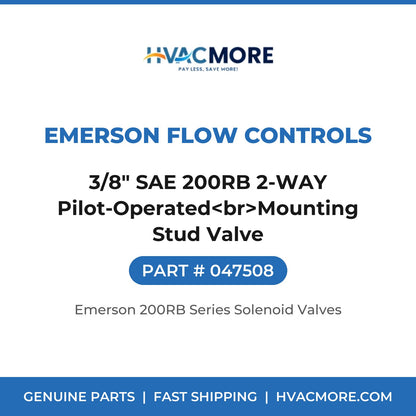 Emerson Flow Controls 3/8" SAE 200RB 2-WAY Pilot-Operated<br>Mounting Stud Valve 047508