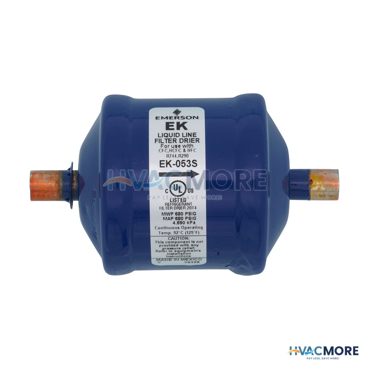 Emerson Flow Controls 3/8" ODF EK-Series Liquid line Filter Drier (5 Cubic Inches) 047604