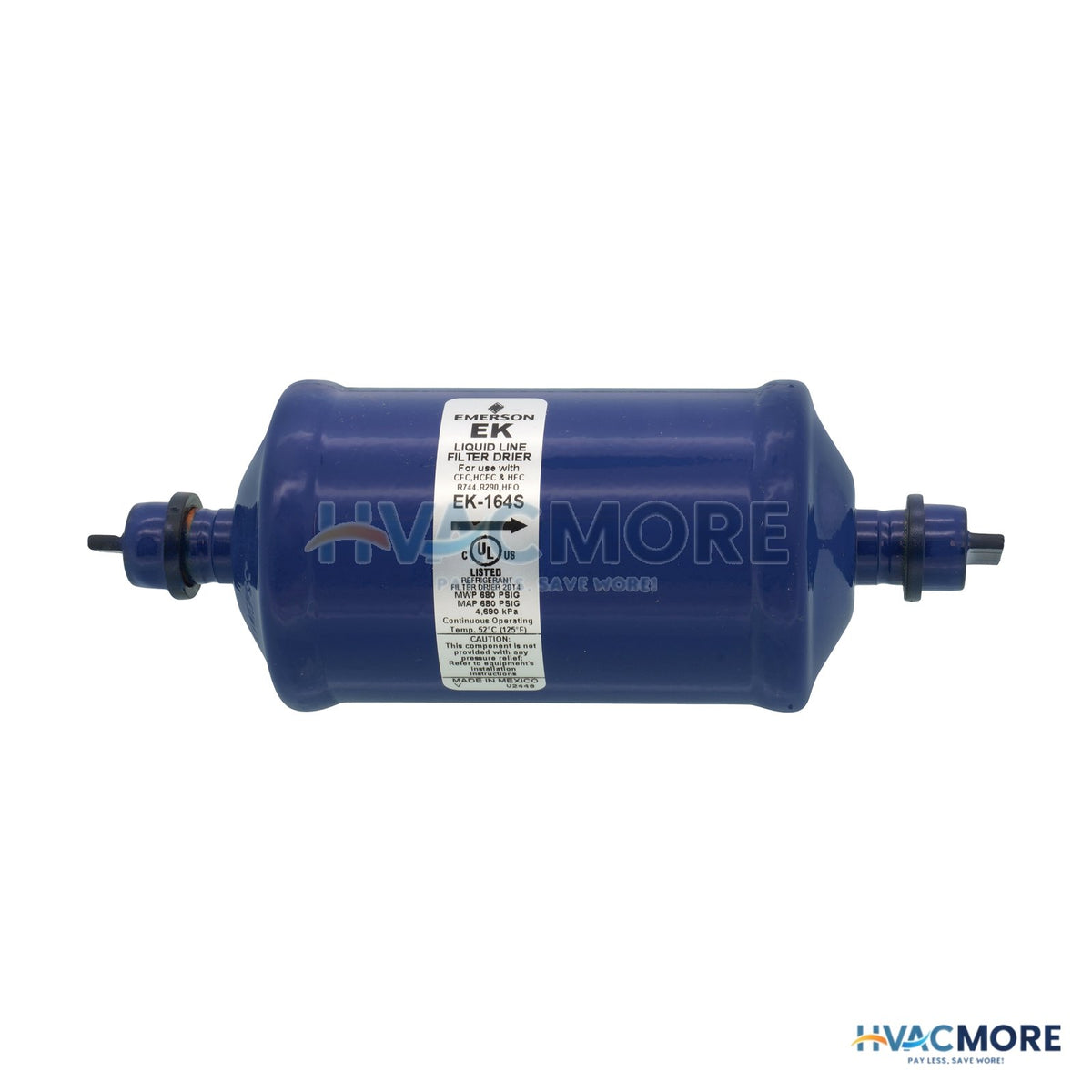 Emerson Flow Controls 1/2" ODF EK16-SERIES Liquid line Filter Drier (16 Cubic Inches) 047616