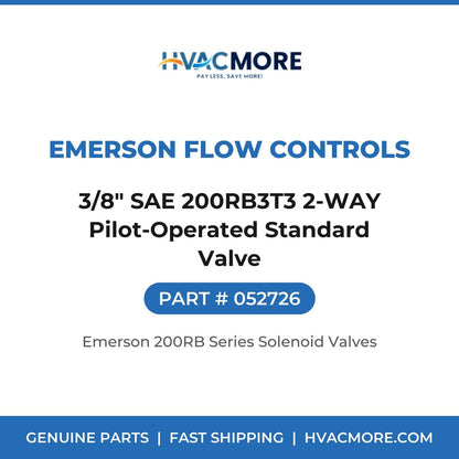 Emerson Flow Controls 3/8" SAE 200RB3T3 2-WAY Pilot-Operated Standard Valve 052726