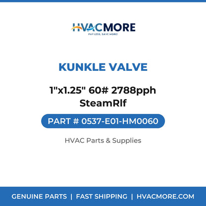 Kunkle Valve 1"x1.25" 60# 2788pph SteamRlf 0537-E01-HM0060