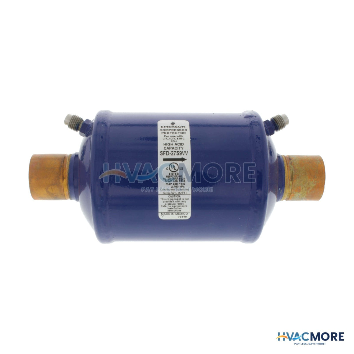 Emerson Flow Controls 1-1/8" ODF SFD27S9W-SERIES Suction Line Filter Drier (27 Cubic Inches) 060252