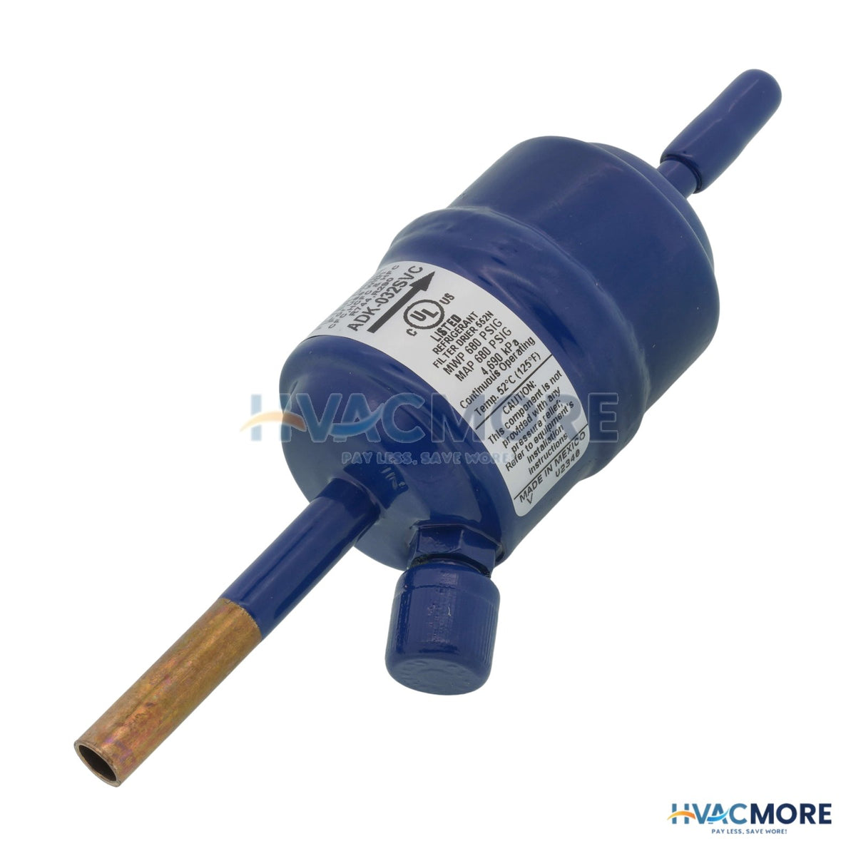 Emerson Flow Controls 1/4" ODF x CAP ADK-Series Liquid Line Cap Tube Drier (3 Cubic Inches) 063909