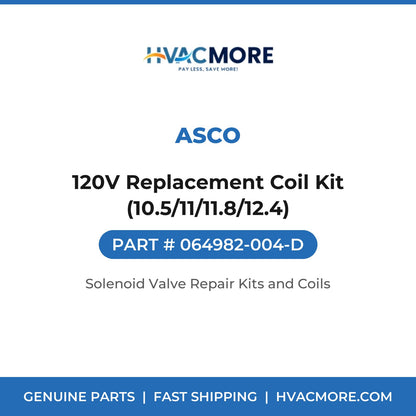 Asco 120V Replacement Coil Kit (10.5/11/11.8/12.4) 064982-004-D