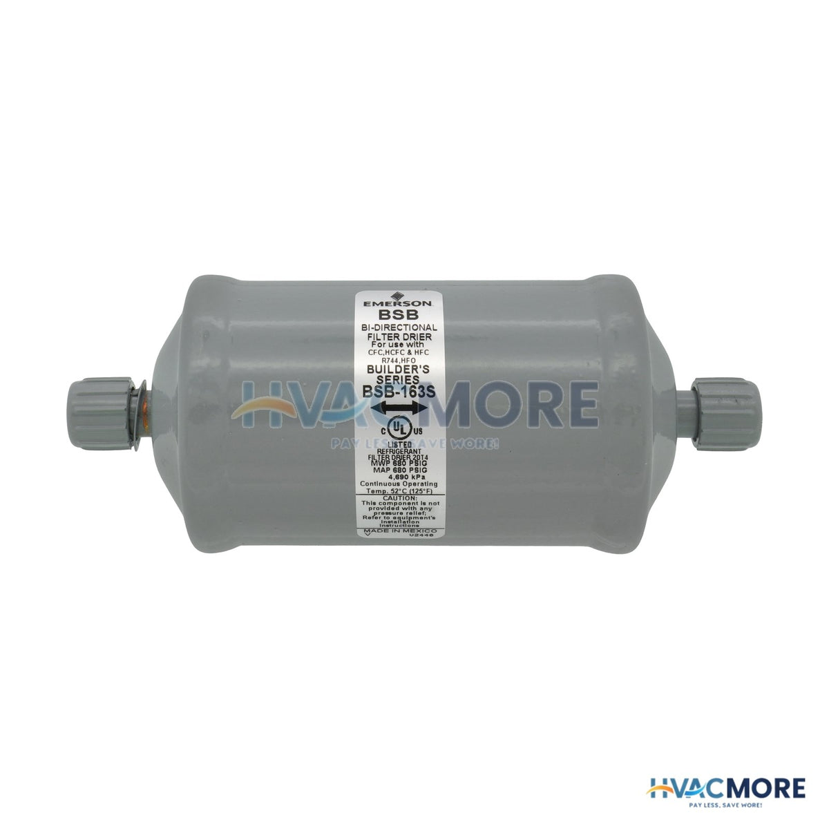 Emerson Flow Controls BSB-163S 3/8" ODF Sweat Bi-Flow Builder's Series Filter Drier (16 cubic inches) 066131