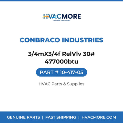 Conbraco Industries 3/4mX3/4f RelVlv 30# 477000btu 10-417-05