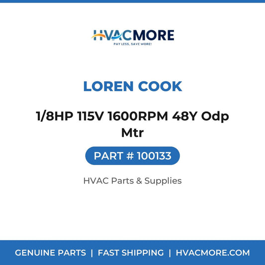 Loren Cook 1/8HP 115V 1600RPM 48Y Odp Mtr 100133