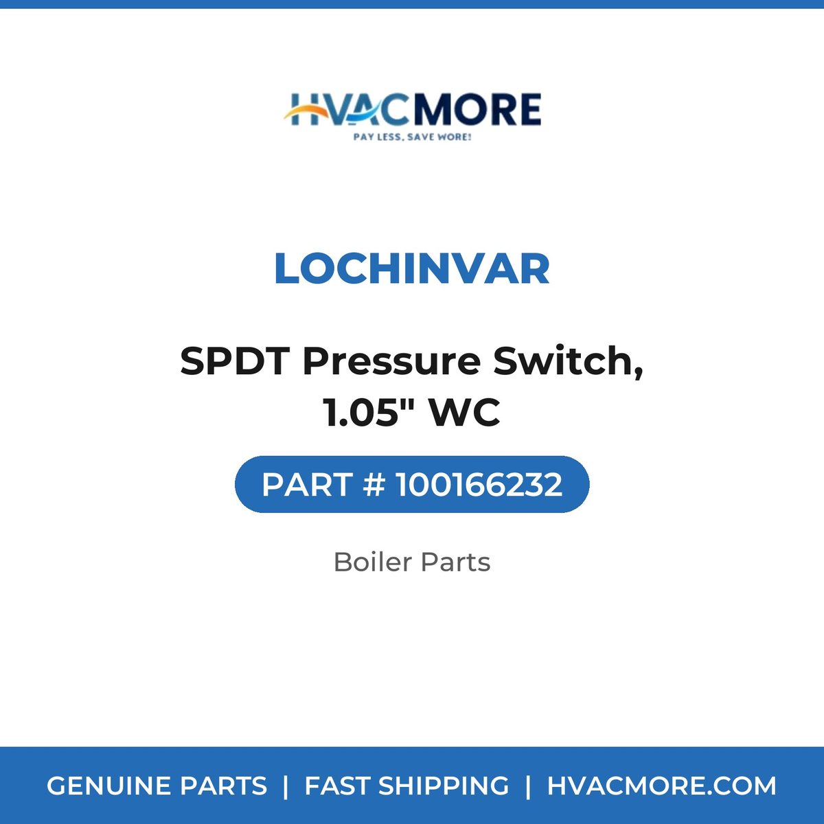 Lochinvar SPDT Pressure Switch, 1.05" WC 100166232