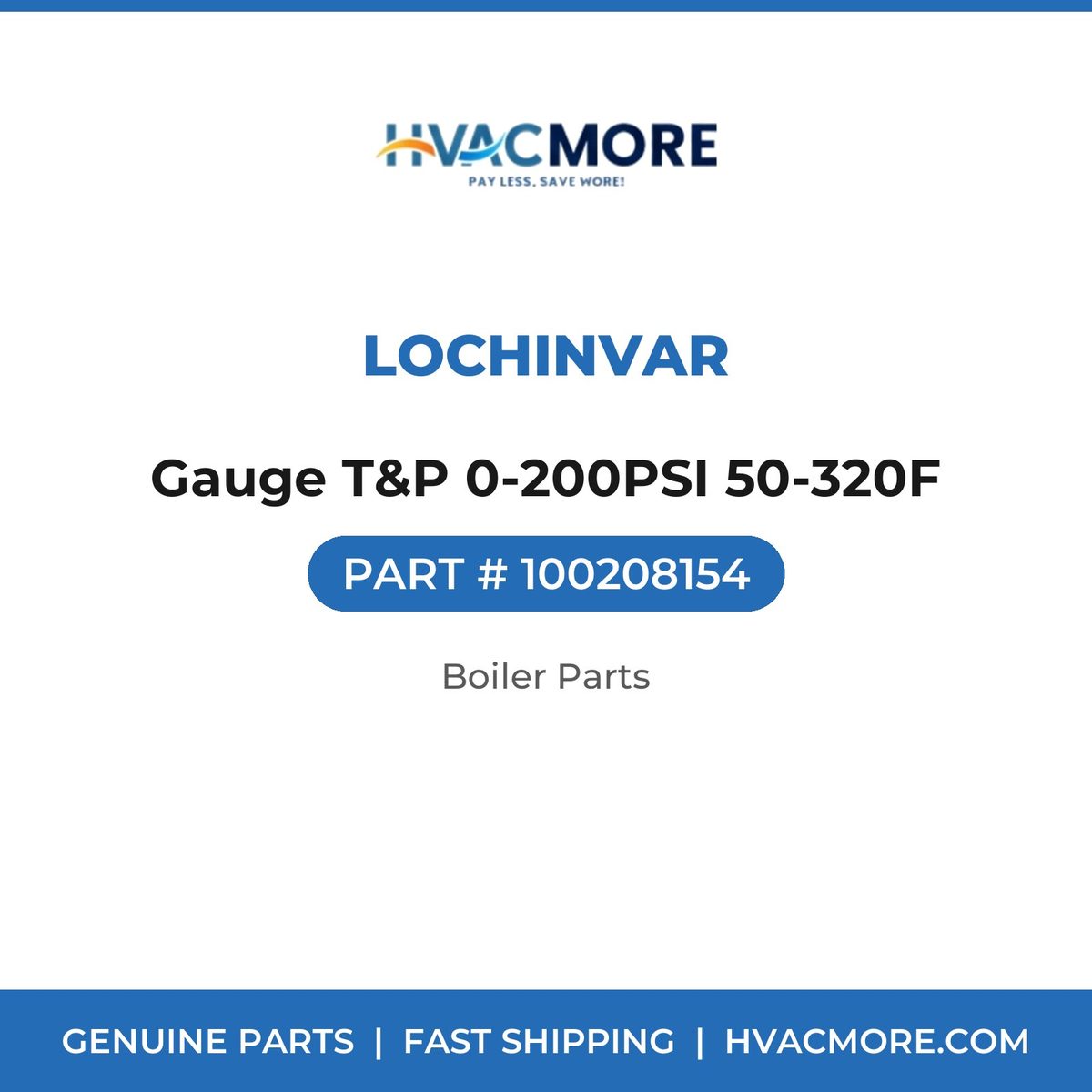 Lochinvar Gauge T&P 0-200PSI 50-320F 100208154