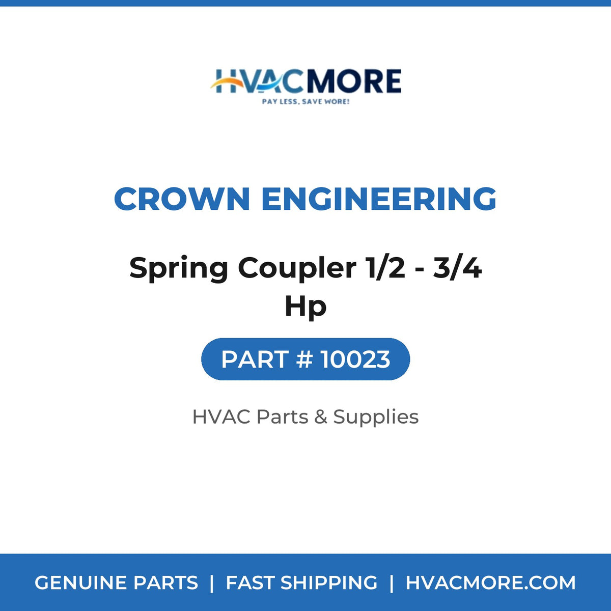 Crown Engineering Spring Coupler 1/2 - 3/4 Hp 10023
