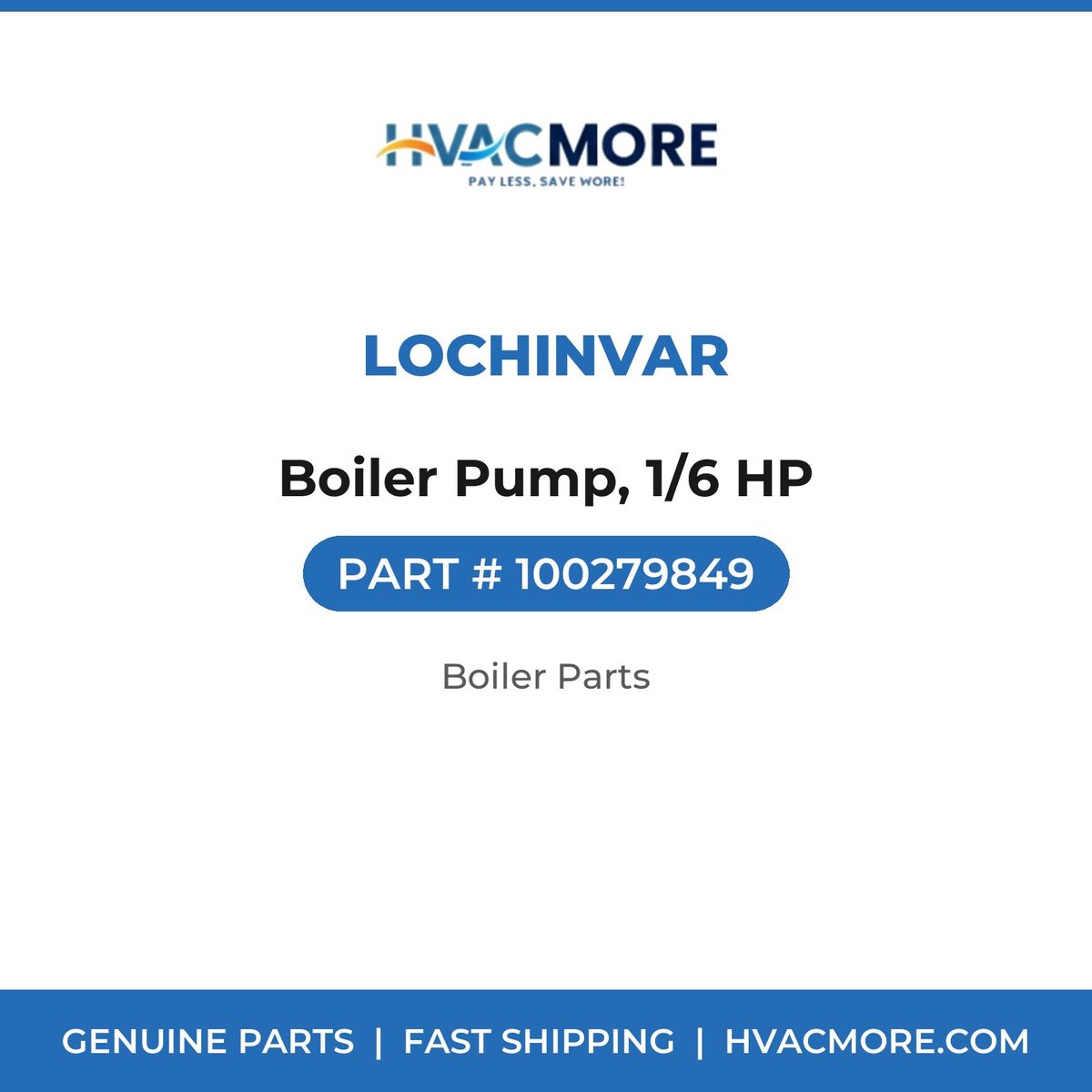 Lochinvar Boiler Pump, 1/6 HP 100279849