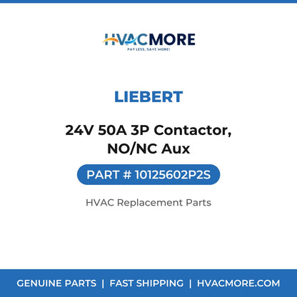 Liebert 24V 50A 3P Contactor, NO/NC Aux 10125602P2S
