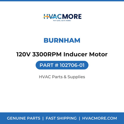 Burnham 120V 3300RPM Inducer Motor 102706-01