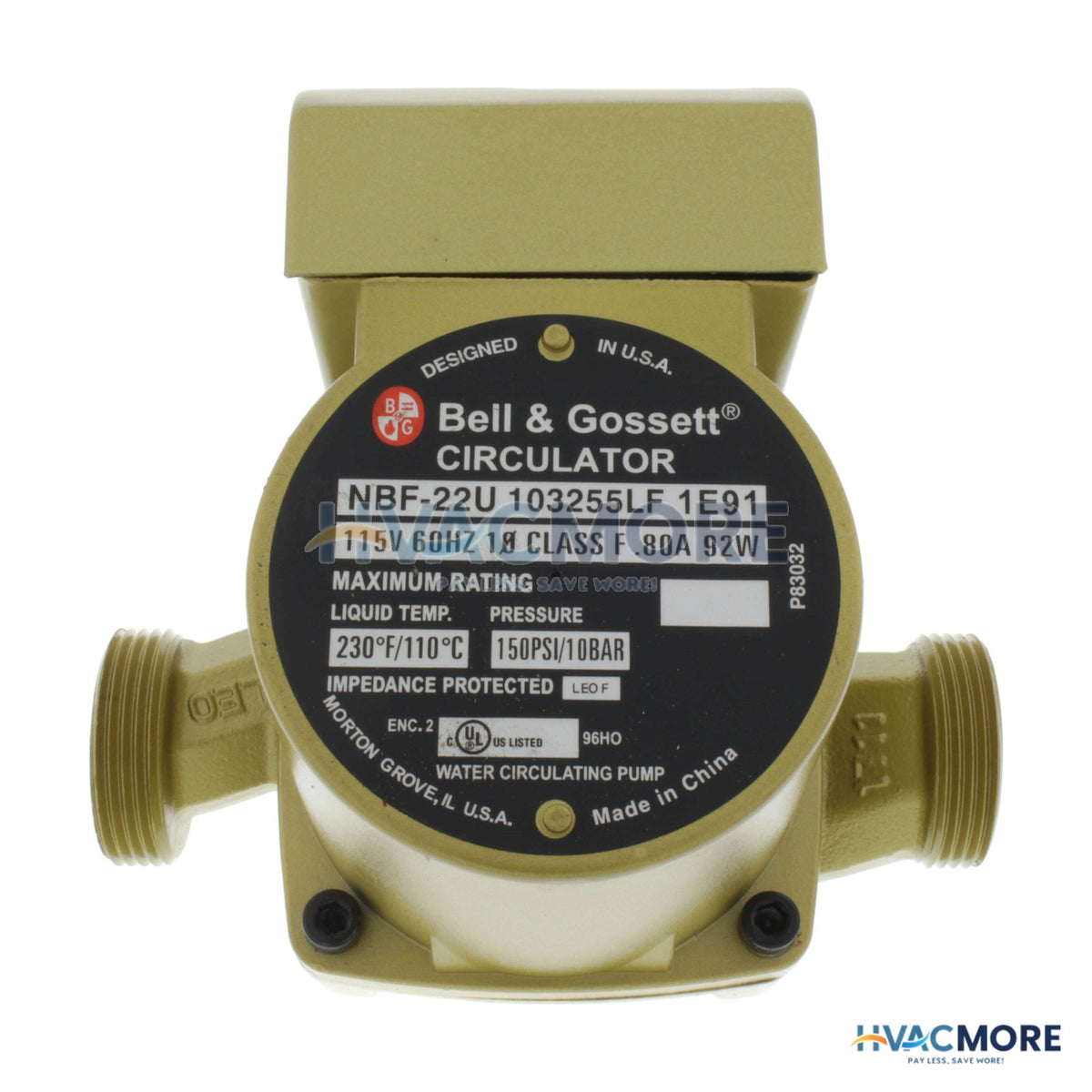 Bell & Gossett 1/25 HP, NBF-22U Bronze Circulator Pump Lead Free 103255LF