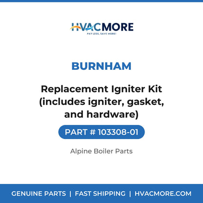 Burnham Replacement Igniter Kit (includes igniter, gasket, and hardware) 103308-01