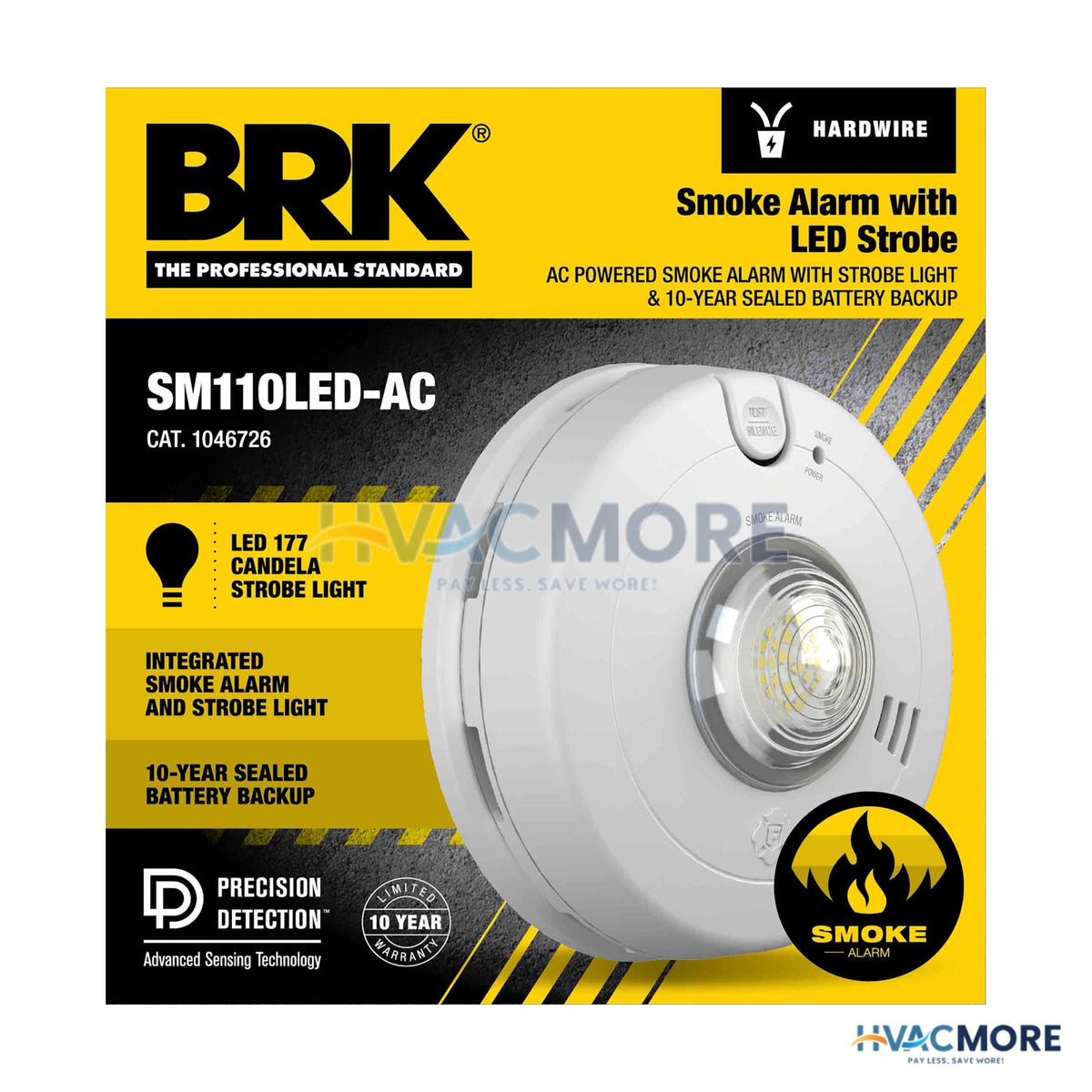 BRK Hardwired Smoke Alarm W/ LED Strobe & 10-YEAR Battery Backup 1046726
