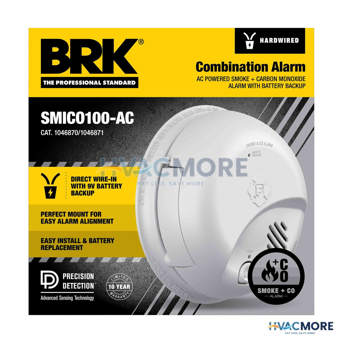 BRK Interconnect Hardwire Smoke and Carbon Monoxide Alarm W/ Battery Backup (6 Pack) 1046873