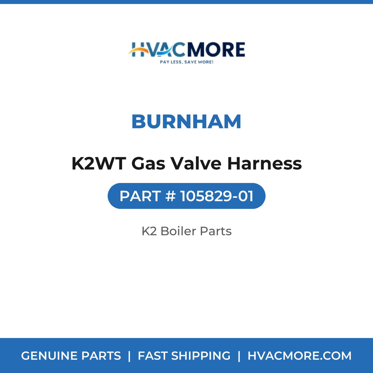 Burnham K2WT Gas Valve Harness 105829-01
