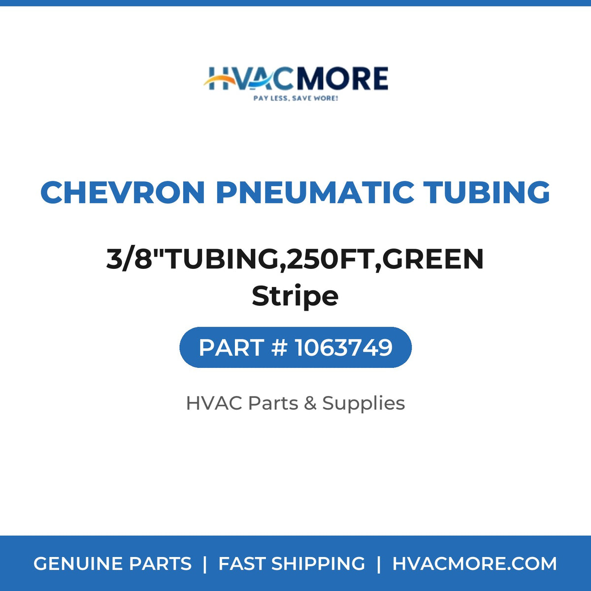 Chevron Pneumatic Tubing 3/8"TUBING,250FT,GREEN Stripe 1063749
