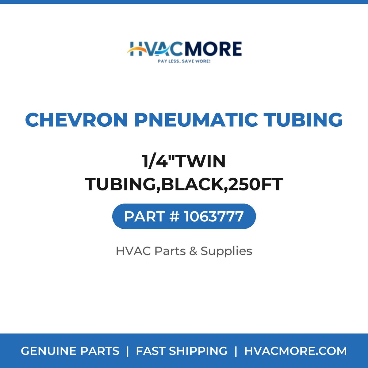 Chevron Pneumatic Tubing 1/4"TWIN TUBING,BLACK,250FT 1063777