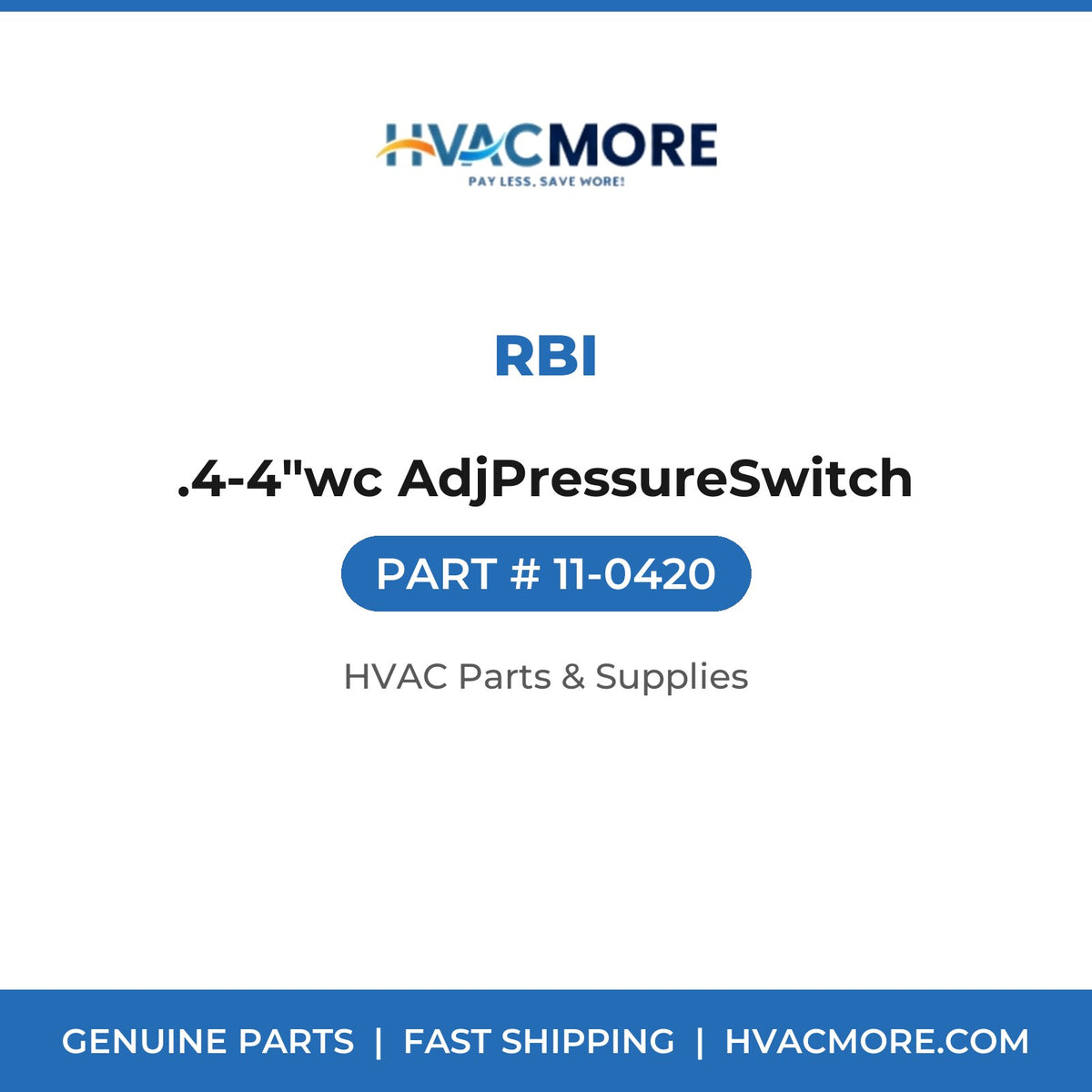 RBI .4-4"wc AdjPressureSwitch 11-0420