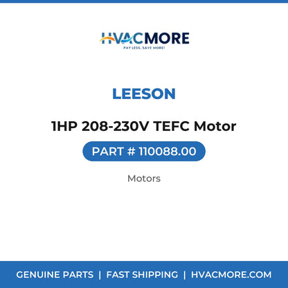 Leeson 1HP 208-230V TEFC Motor 110088.00