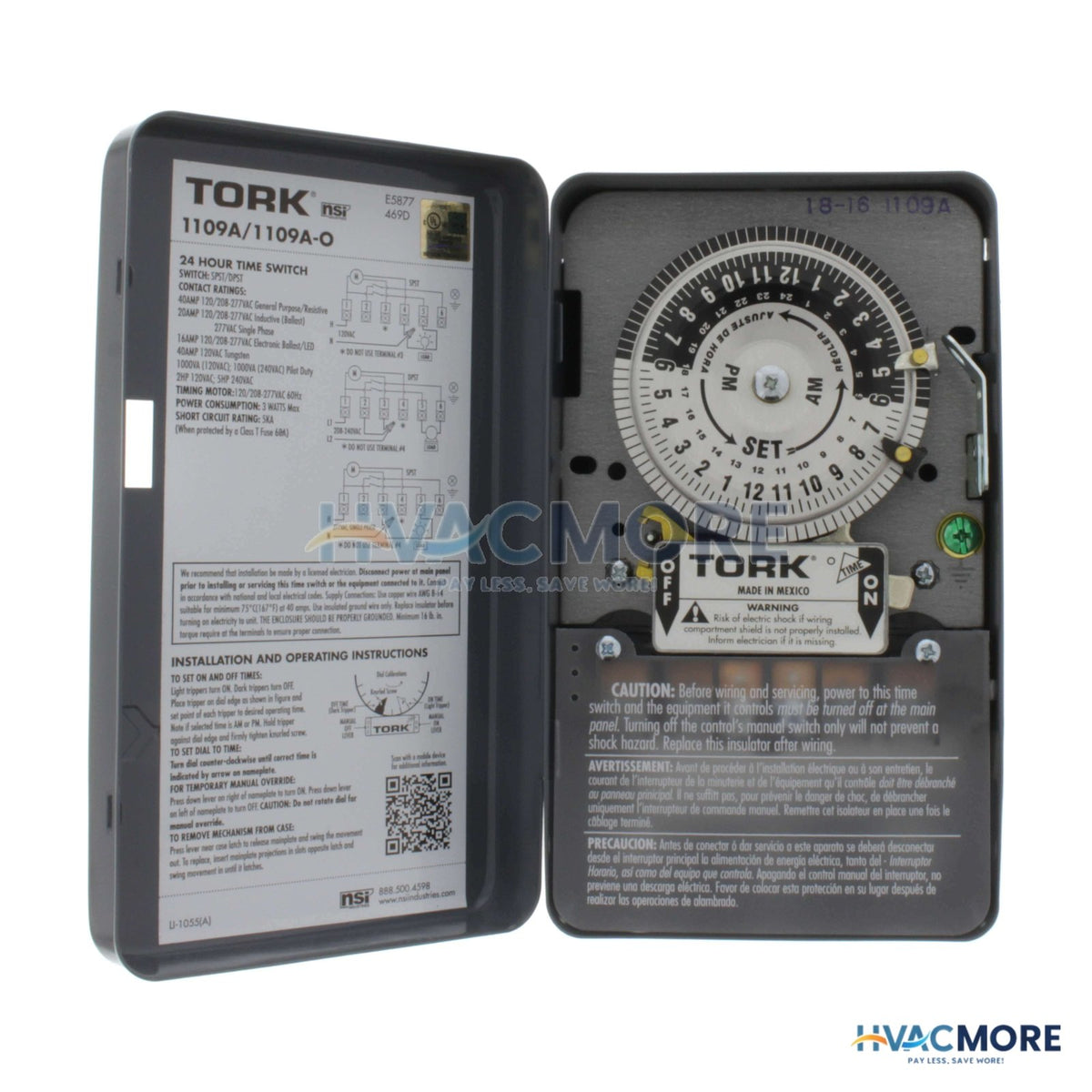 Tork 120V 24-HOUR Timer, DPST 1109A