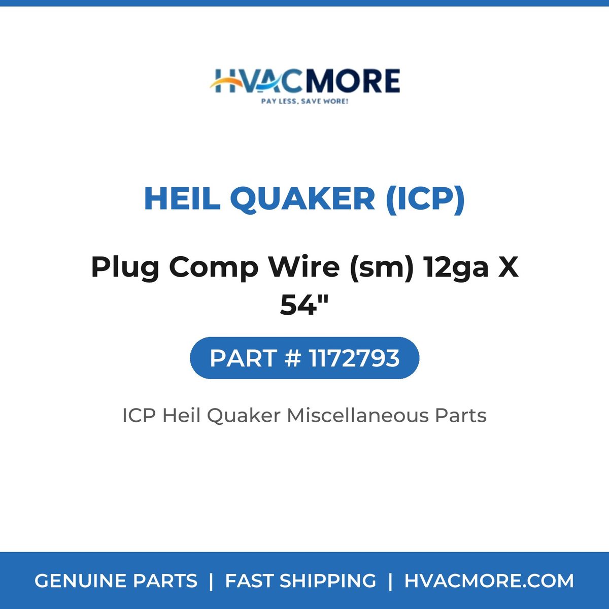 Heil Quaker (ICP) Plug Comp Wire (sm) 12ga X 54" 1172793