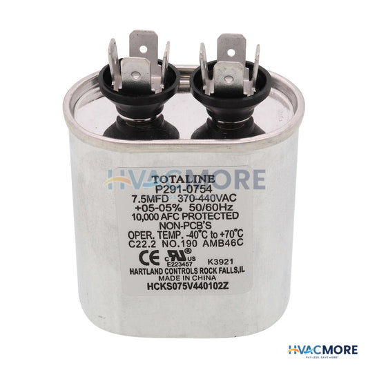 Heil Quaker (ICP) Run Capacitor 7.5 MFD 370V Oval 1187293