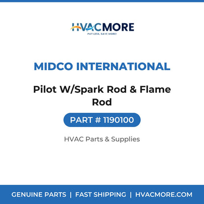 Midco International Pilot W/Spark Rod & Flame Rod 1190100