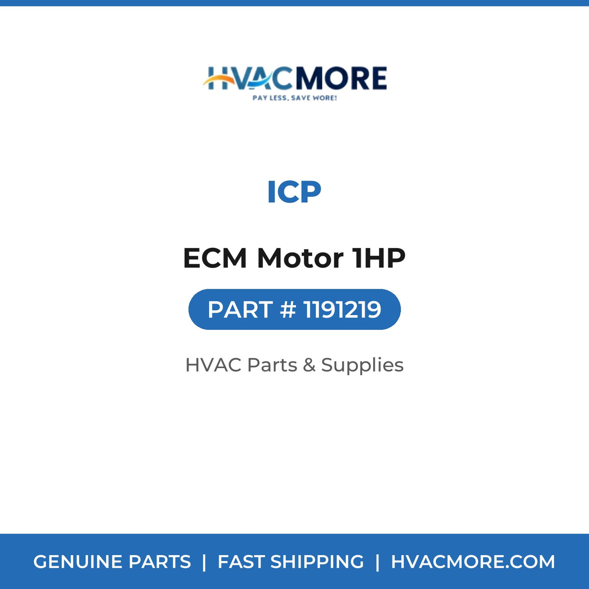 ICP ECM Motor 1HP 1191219
