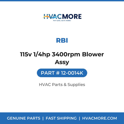 RBI 115v 1/4hp 3400rpm Blower Assy 12-0014K