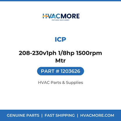 ICP 208-230v1ph 1/8hp 1500rpm Mtr 1203626