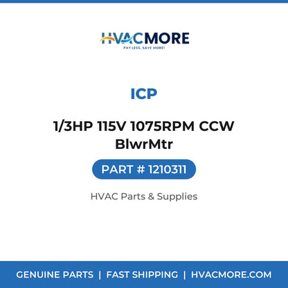 ICP 1/3HP 115V 1075RPM CCW BlwrMtr 1210311