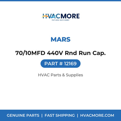 MARS 70/10MFD 440V Rnd Run Cap. 12169