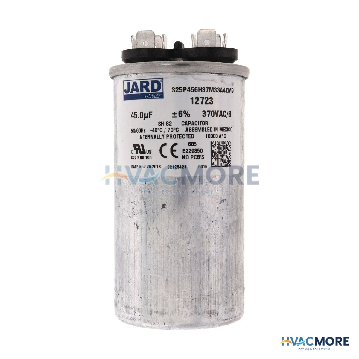 Jard 45 MFD Round Run Capacitor (370V) 12723
