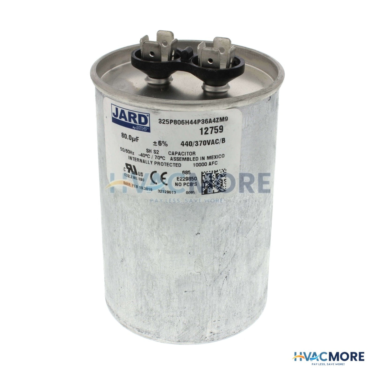 Jard 80 MFD Round Run Capacitor (440V) 12759