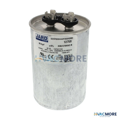 Jard 80 MFD Round Run Capacitor (440V) 12759