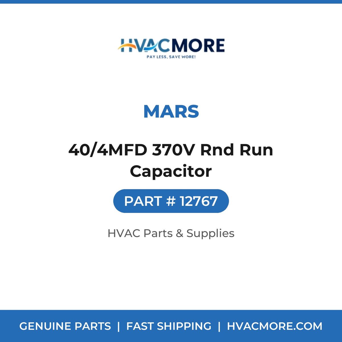 MARS 40/4MFD 370V Rnd Run Capacitor 12767