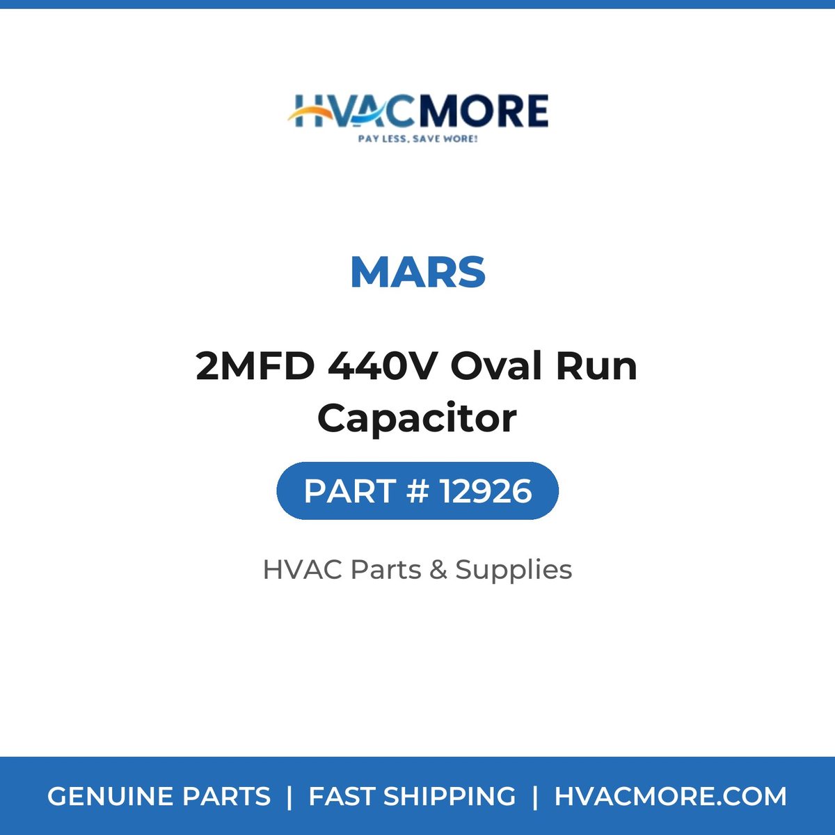 MARS 2MFD 440V Oval Run Capacitor 12926