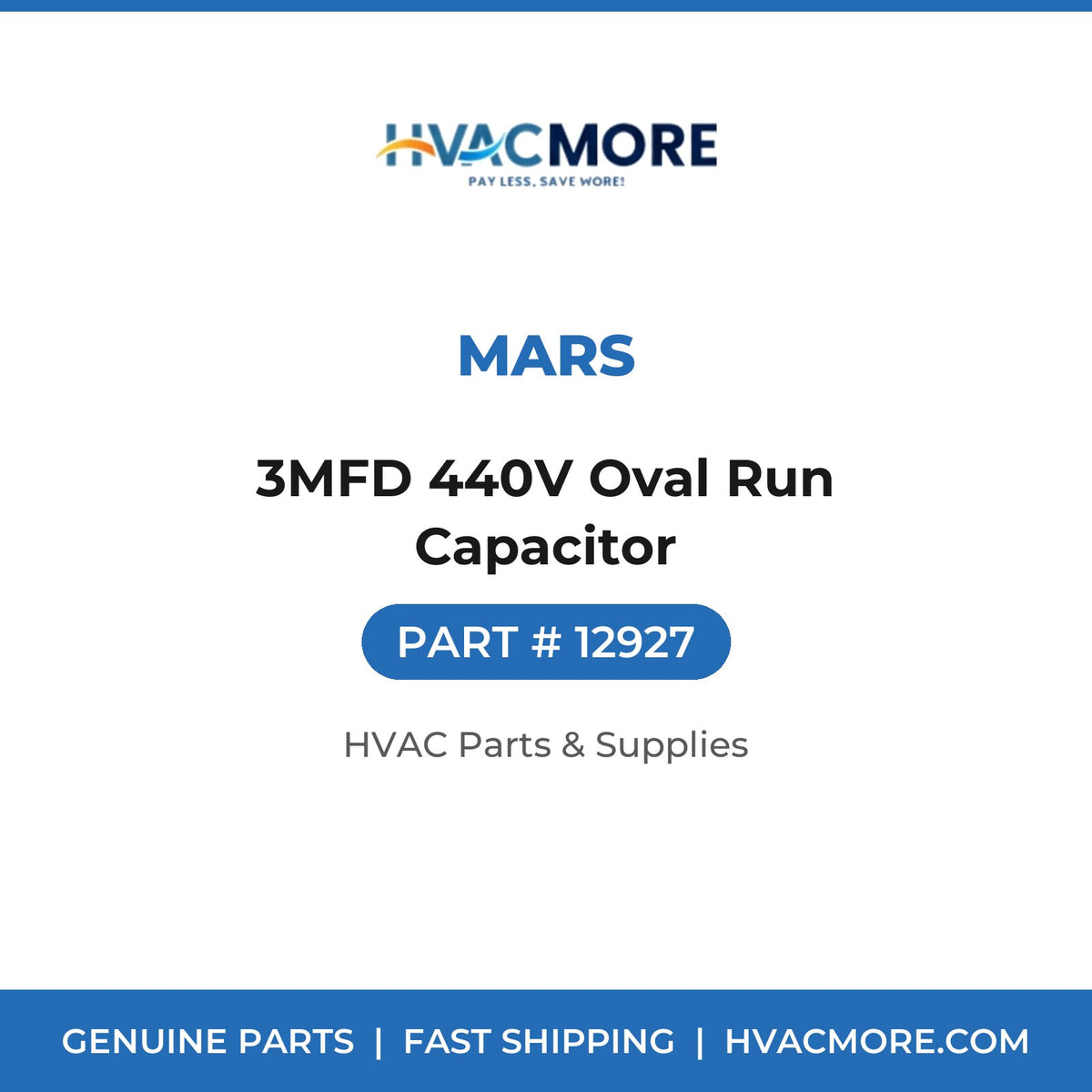 MARS 3MFD 440V Oval Run Capacitor 12927