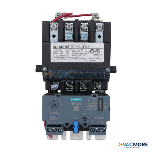 Siemens Non-Reversing Motor Starter, 3 PH, 3 Pole, 3-12 Amp, 50/60 Hz (110/120V) 14CUC32AF