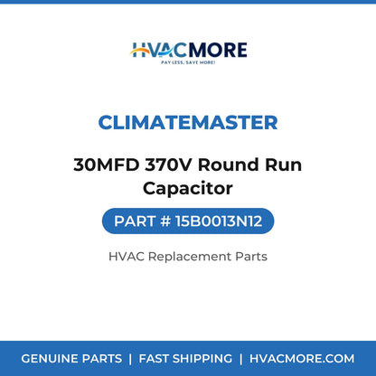 ClimateMaster 30MFD 370V Round Run Capacitor 15B0013N12