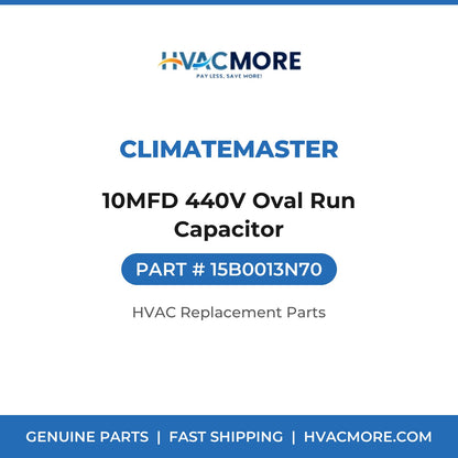 ClimateMaster 10MFD 440V Oval Run Capacitor 15B0013N70