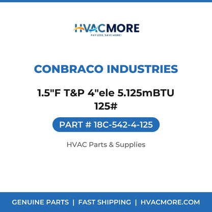 Conbraco Industries 1.5"F T&P 4"ele 5.125mBTU 125# 18C-542-4-125