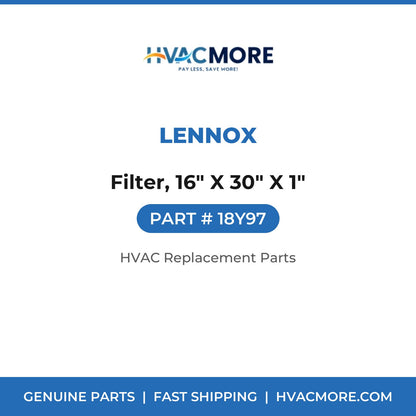 Lennox Filter, 16" X 30" X 1" 18Y97
